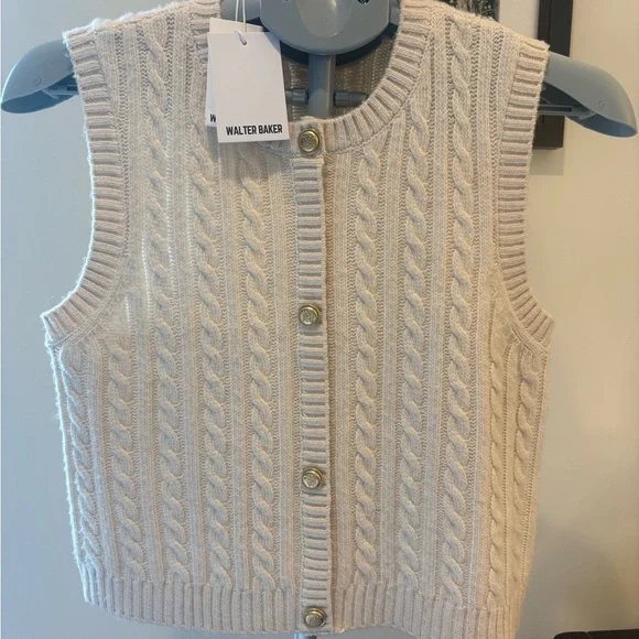 NWT Walter Baker Gemma Cable Knit Sweater Vest | Cream | Size M | NWT - Picture 1 of 5